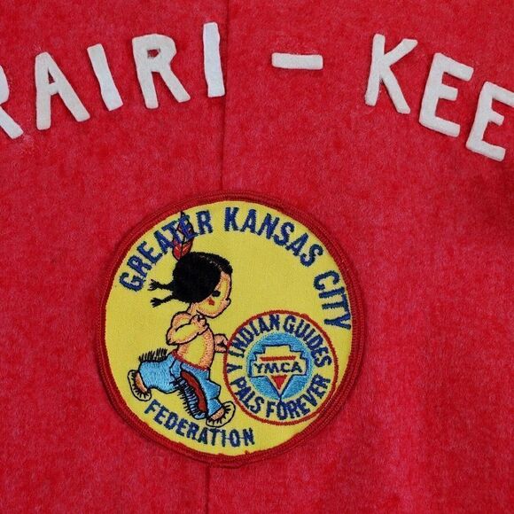 Vtg YMCA Y Indian Guides Vest Youth Medium Red Pow Wow Felt Fabric Prairi Kee KC - Picture 10 of 11